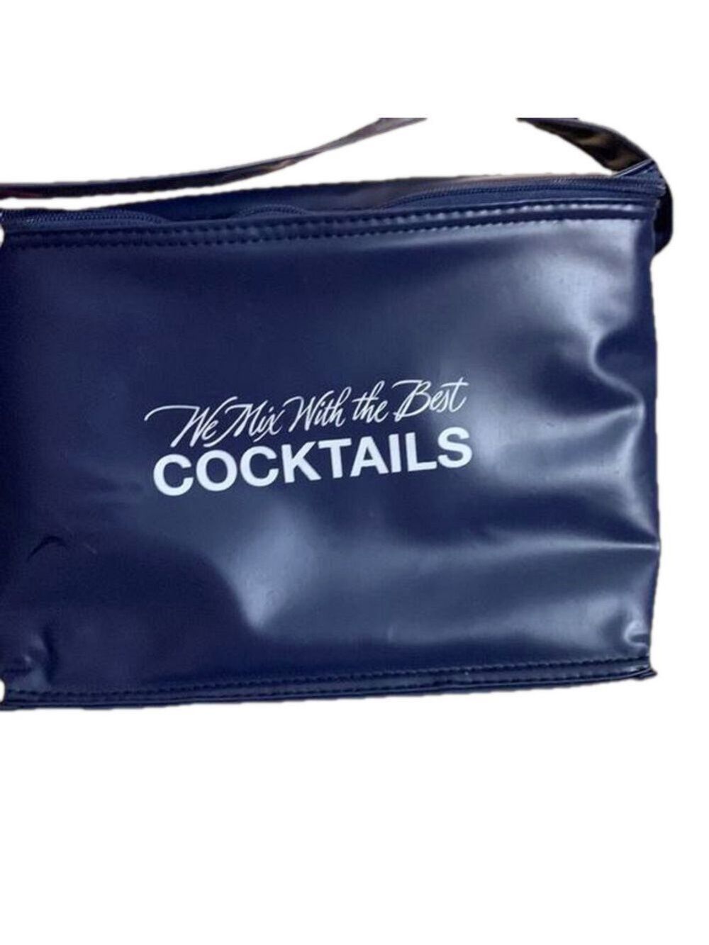 Blue vinyl cooler bag for cocktails small